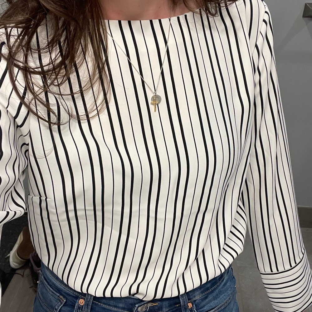 Striped Black and White Women's Top